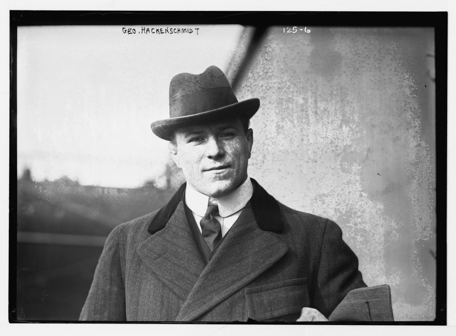 Vintage glass negative portrait of strongman wrestler George Hackenschmidt