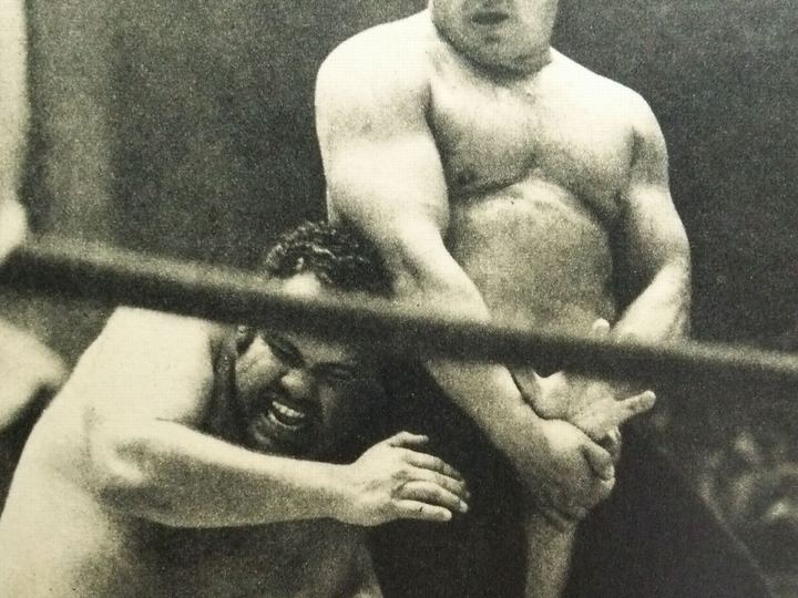 Rikidozan photographed in 1955 at the height of his fame