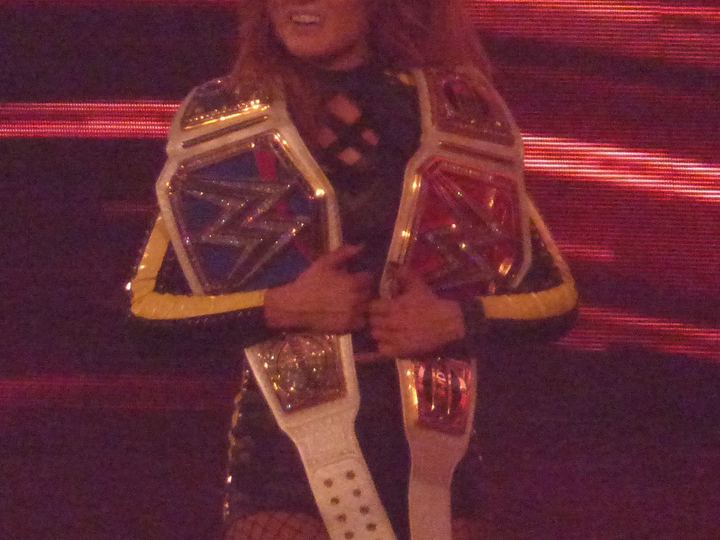Becky Lynch in her ring gear in April 2019